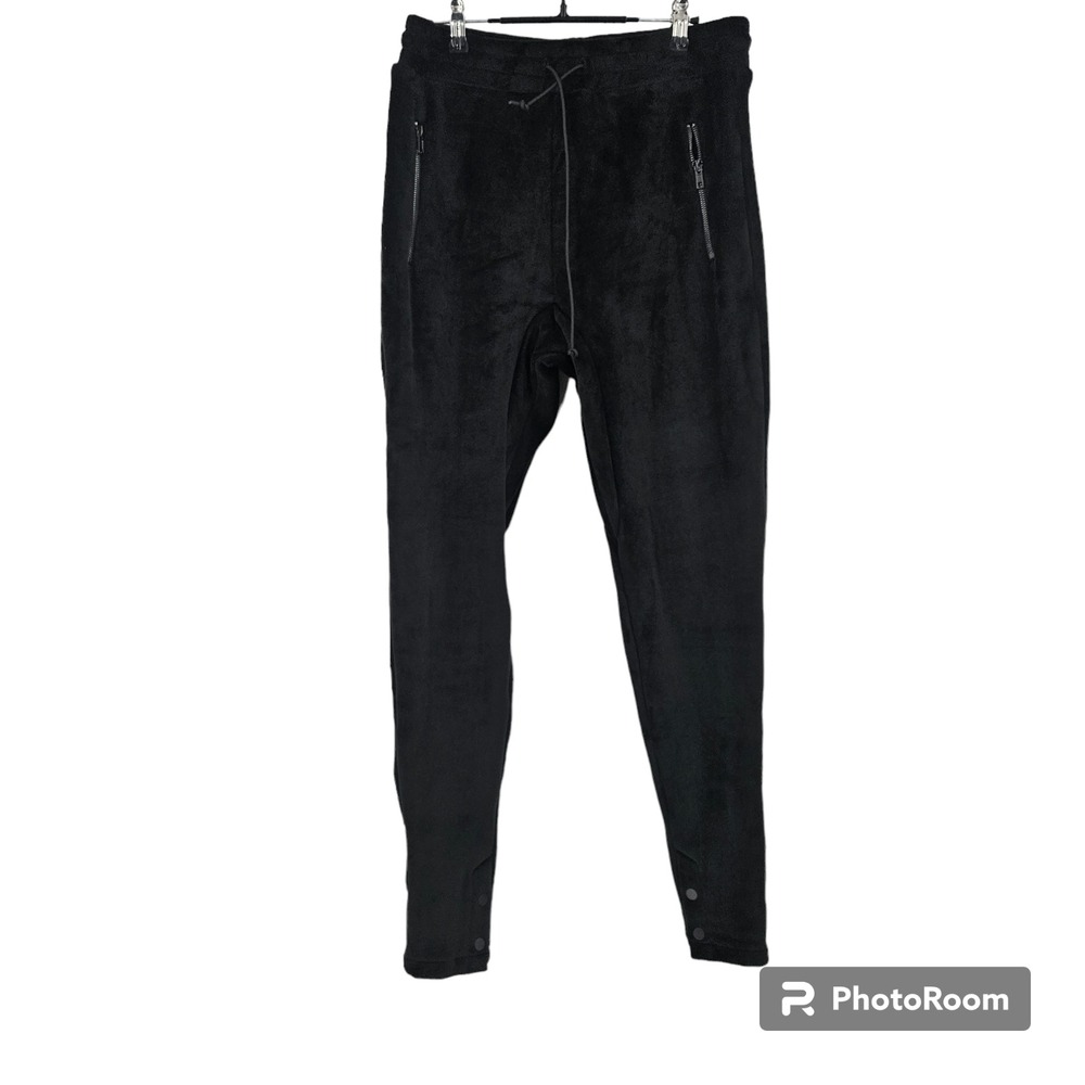 Kollar Mens Sweatpants Black Velour Velvet Heavy Streetwear Elastic Waist Size M
